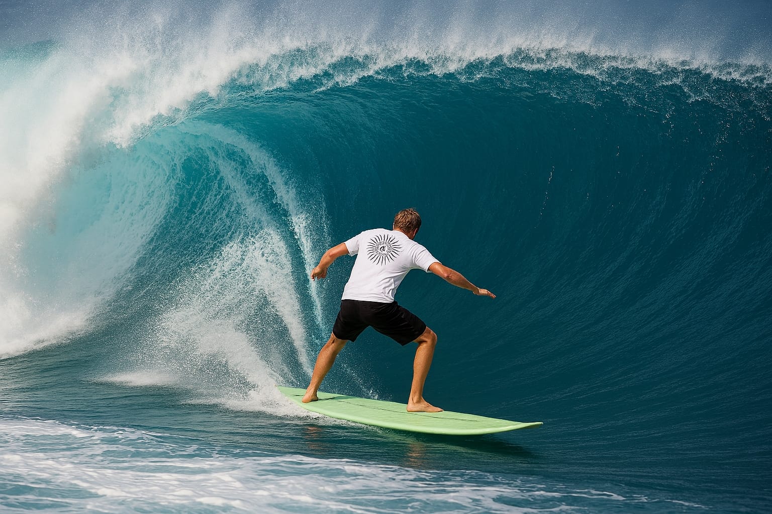 Surfař jede dlouhou levačku v Maroku